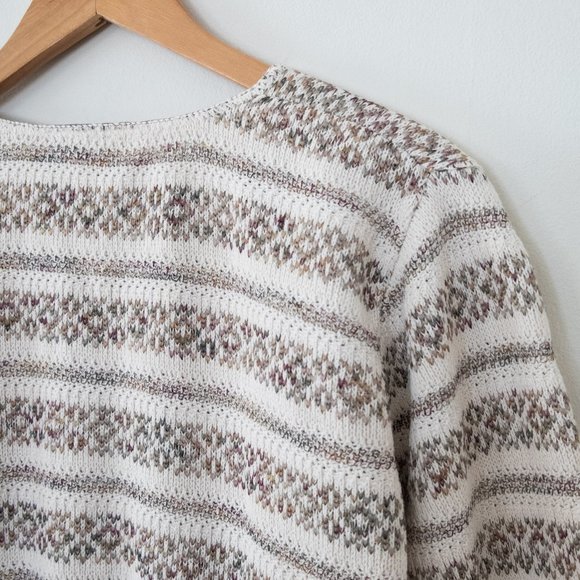 Reba Rose Vintage Striped Cardigan Sweater with Shell Buttons - Picture 5 of 5